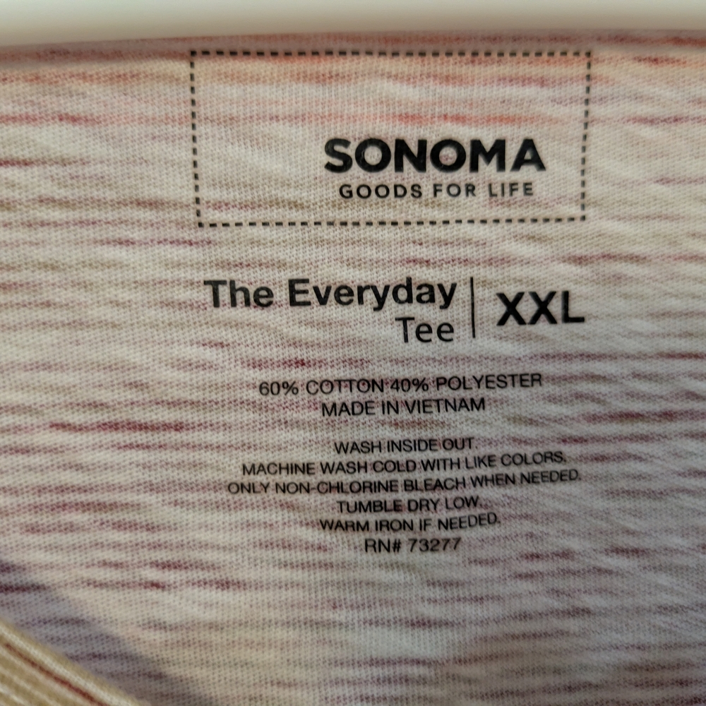 🔴 Sonoma Short Sleeve V-Neck Tee in Pink and  Cream Stripe - Picture 4 of 9